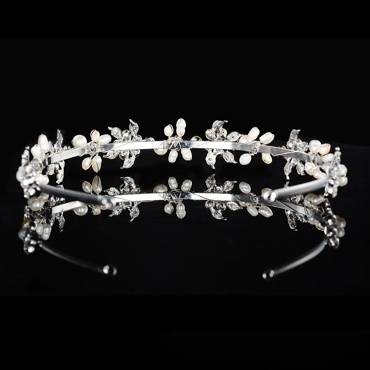 Свадебная тиара SLBRIDAL с кристаллами и жемчугом аксессуар для волос в стиле арт