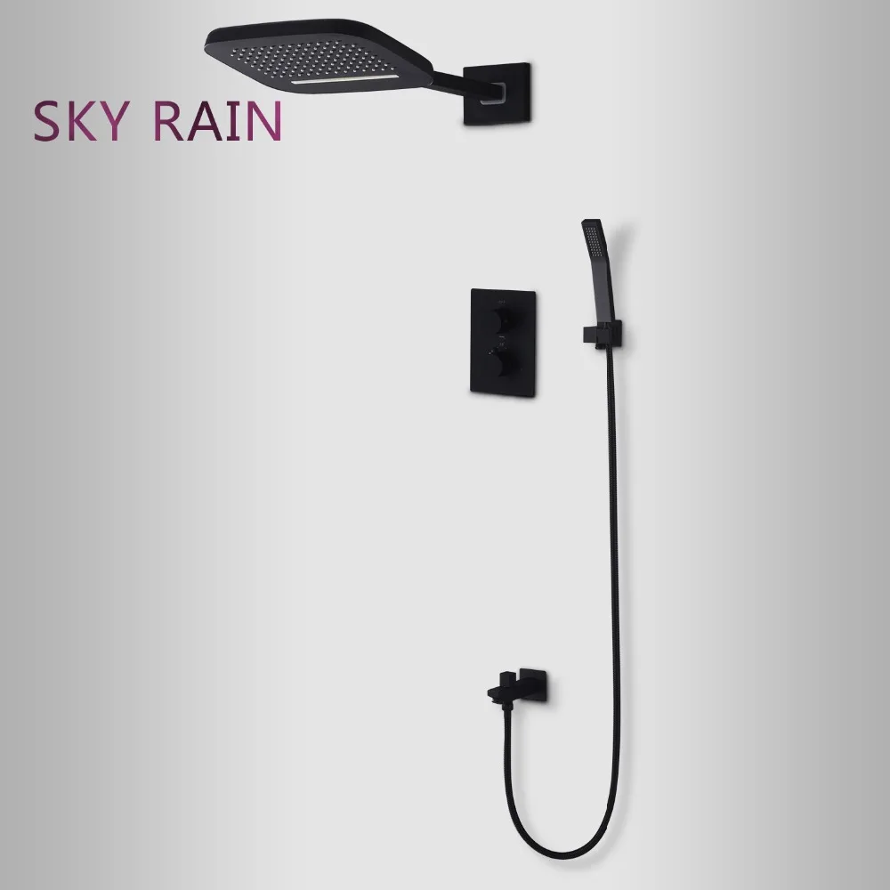 Матовые черные смесители для душа SKY RAIN настенный набор Душевая система