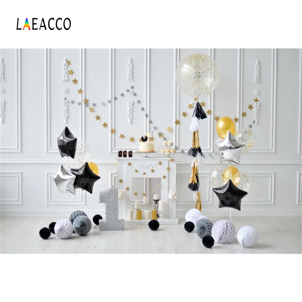 

Laeacco Chic Wall Balloons Number 1st Birthday Baby Photography Backdrops Customized Photographic Backgrounds For Photo Studio