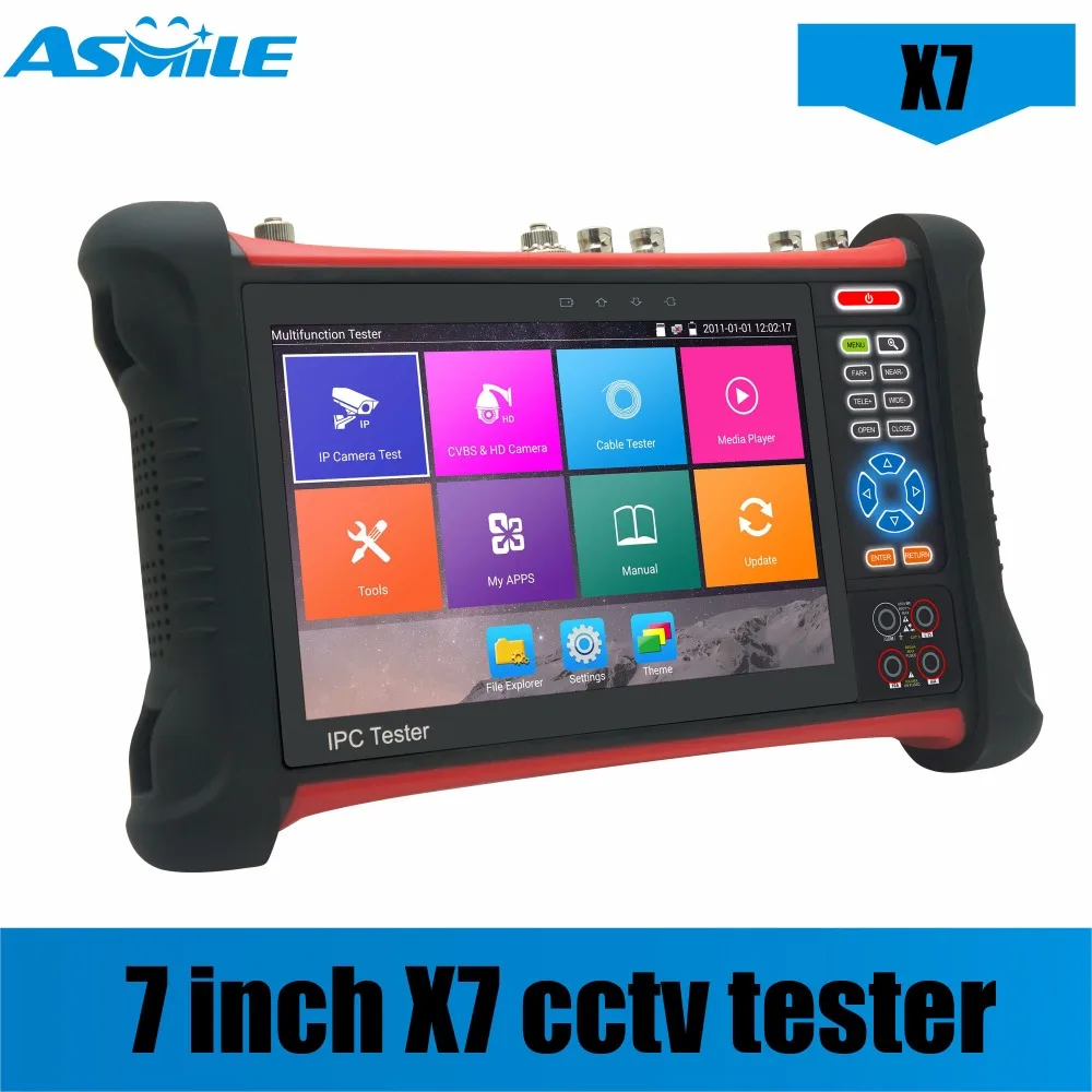 X7 H.265 4K 8MP Camera tester 6 in 1 TVI CVI AHD SDI CVBS IP Camera Tester CCTV tester Monitor with TDR,Cable tracer