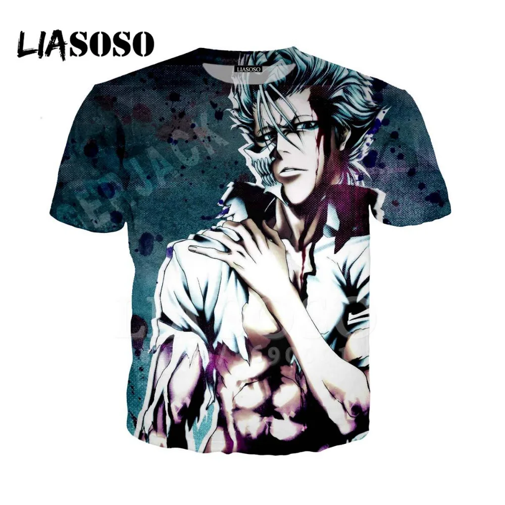 LiASOSO/Новинка Футболка с 3D принтом Унисекс Аниме Bleach Grimmjow jeagerjaquees Хорошее качество