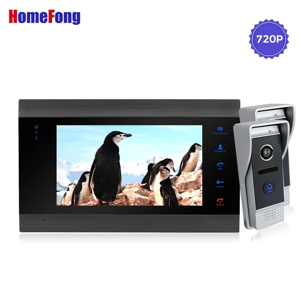 Homefong 7 дюймов AHD 720P широкоугольный видео домофон для частного дома запись