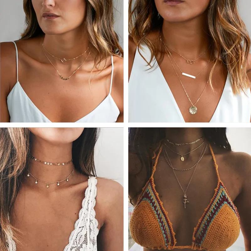 Tenande Luxurious Long Multi Layer Crystal Bird Arrow Stars Simulated Pearl Statement Necklaces Pendants for Women Summer Collar | Украшения