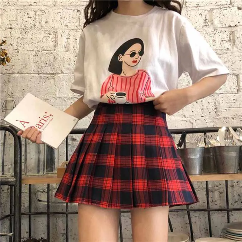 2018 Новый Для женщин летние Мини юбки Harajuku Винтаж модные Высокая талия