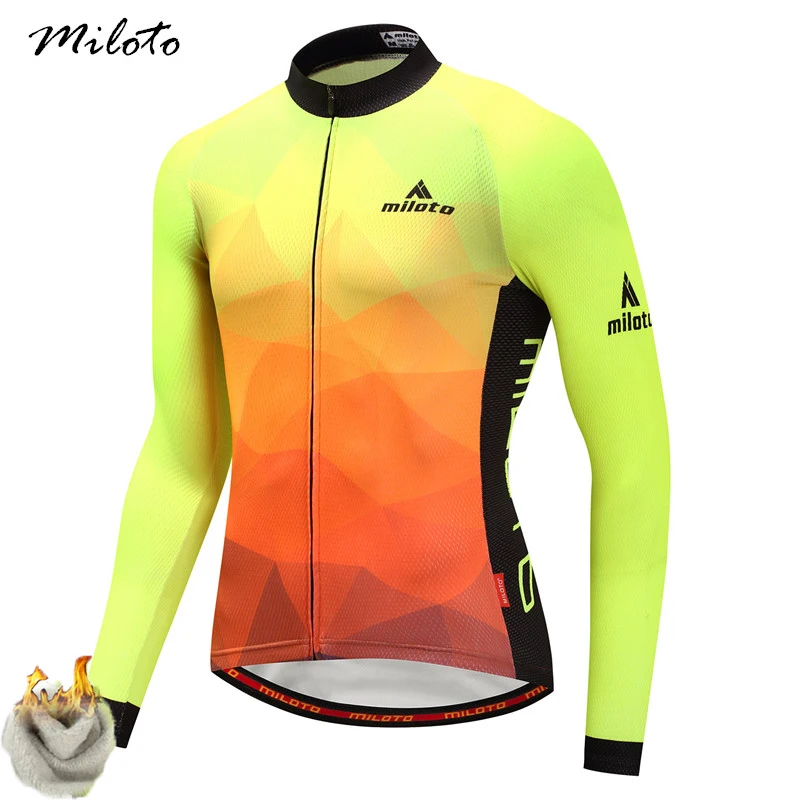

Miloto Winter Fleece Long Sleeve Cycling Jersey 2021 Pro Team Mens Racing Sport Bicycle Cycling Clothing Thermal MTB Bike Jersey