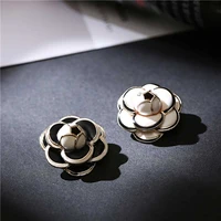 luxury big brand small black white camellia brooch party catwalk fashion flower brooches badge pin for woman