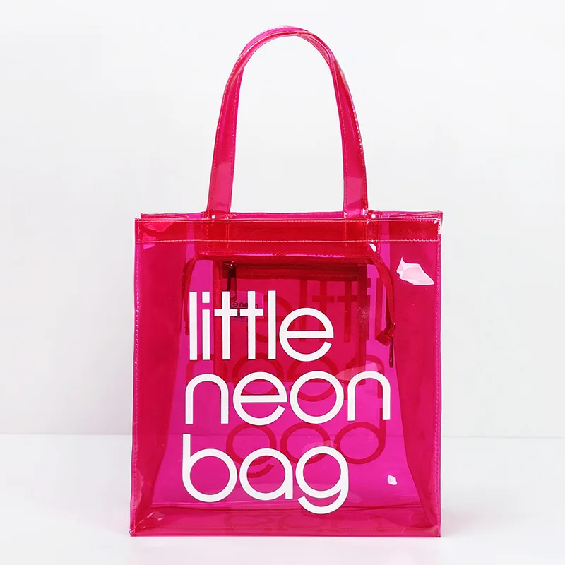 

Transparent candy color PVC waterproof shopping bag beach bag female casual shoulder bag