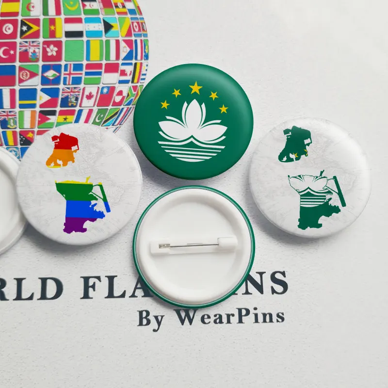 Флаг Макао карта олова Кнопка булавки ЛГБТ гей радуга фестиваль Прайд оловянные