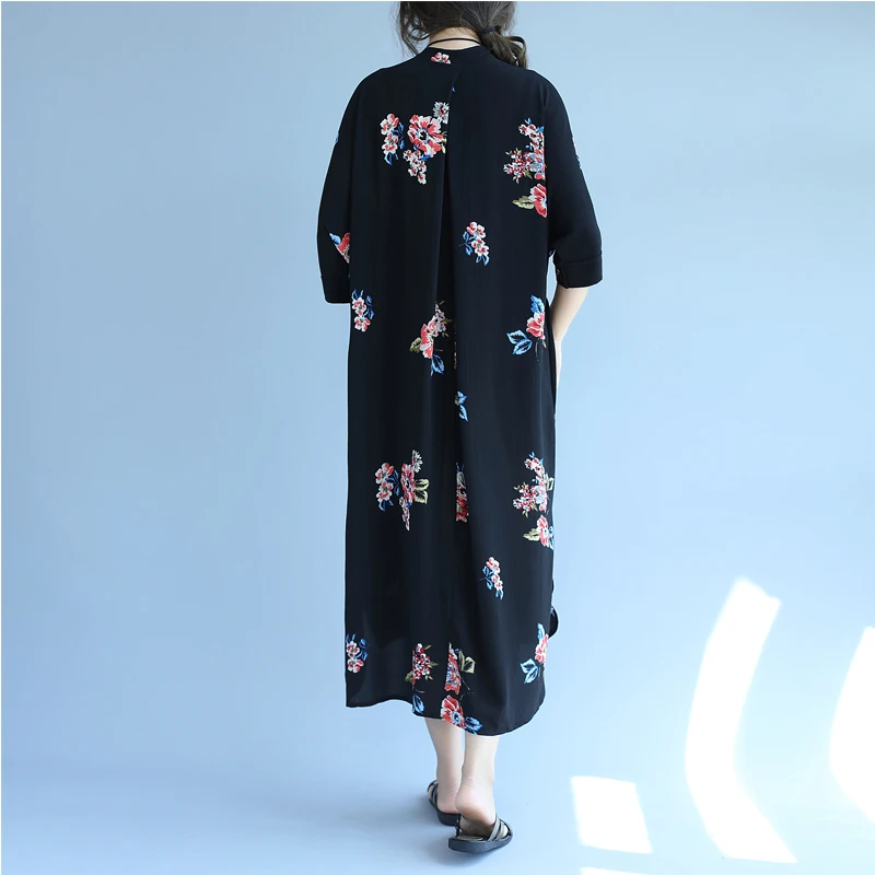 Свободный крой жира Vestidos 2018 новые национальные Платья с цветочным принтом Стенд