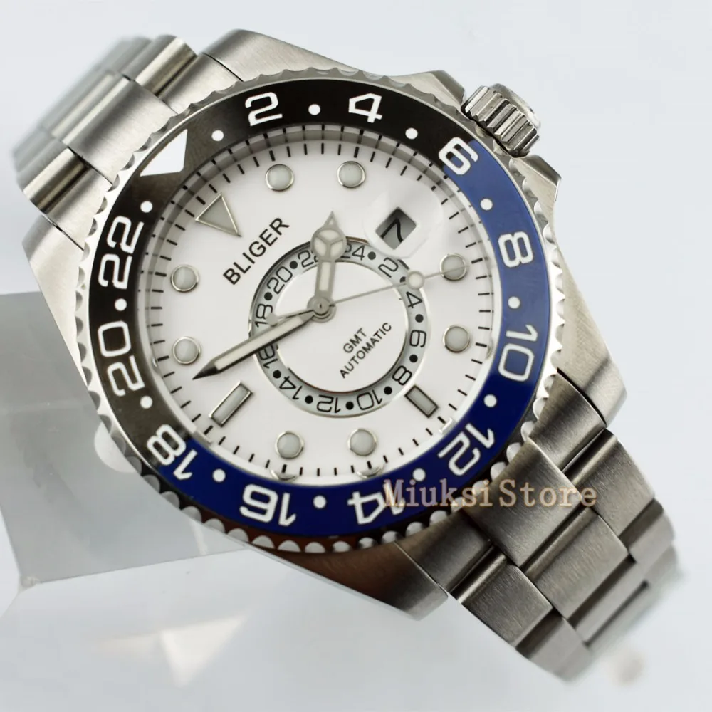 43 мм D'origine белый montre mode pour Top marque automatique multifoncments homme календириор мужские Lumineux |