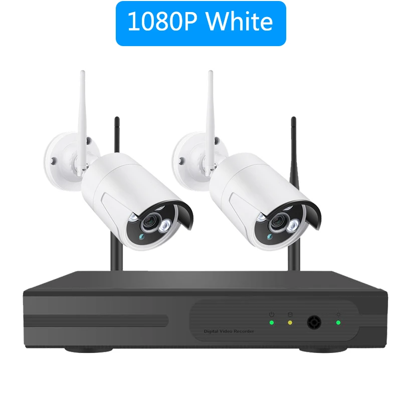 2CH 1080P White HD 1080P 4CH Беспроводная NVR CCTV система 2MP уличная Водонепроницаемая WiFi ip-камера, Аудио запись, охранный комплект видеонаблюдения - Цвет: 2CH 1080P White