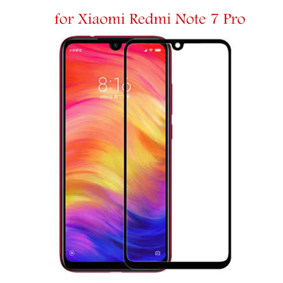 Закаленное защитное стекло для Xiaomi Redmi Note 7 Pro Черная защитная пленка с защитой от