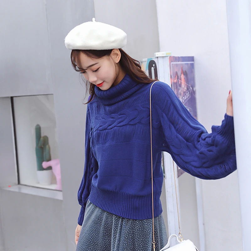 BGTEEVER Turtleneck Knitted Pullovers Lantern Sleeve Women Twist Sweater Casual Loose 2018 Autumn Winter Female Jumper | Женская одежда