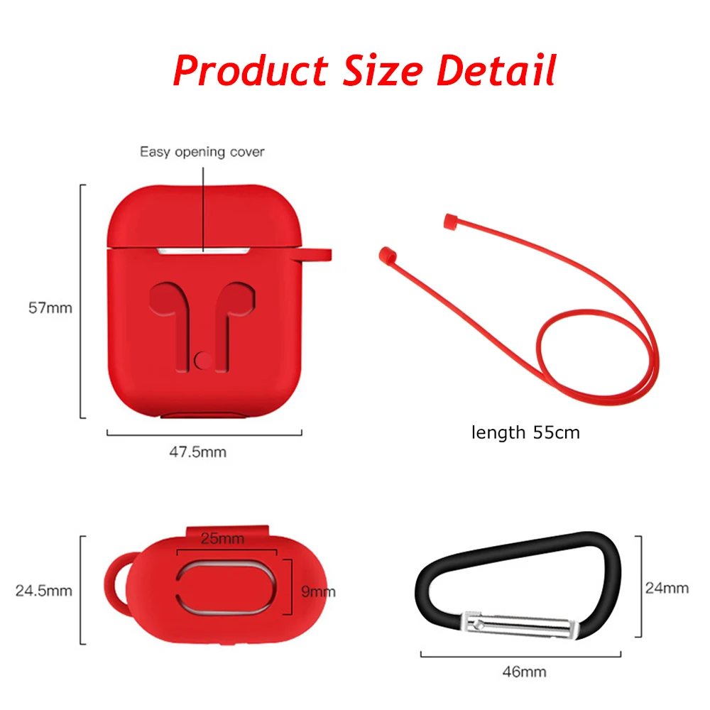 Силиконовый чехол 3 в 1 для наушников Apple Airpods шнур защиты от потери зарядный Air Pods