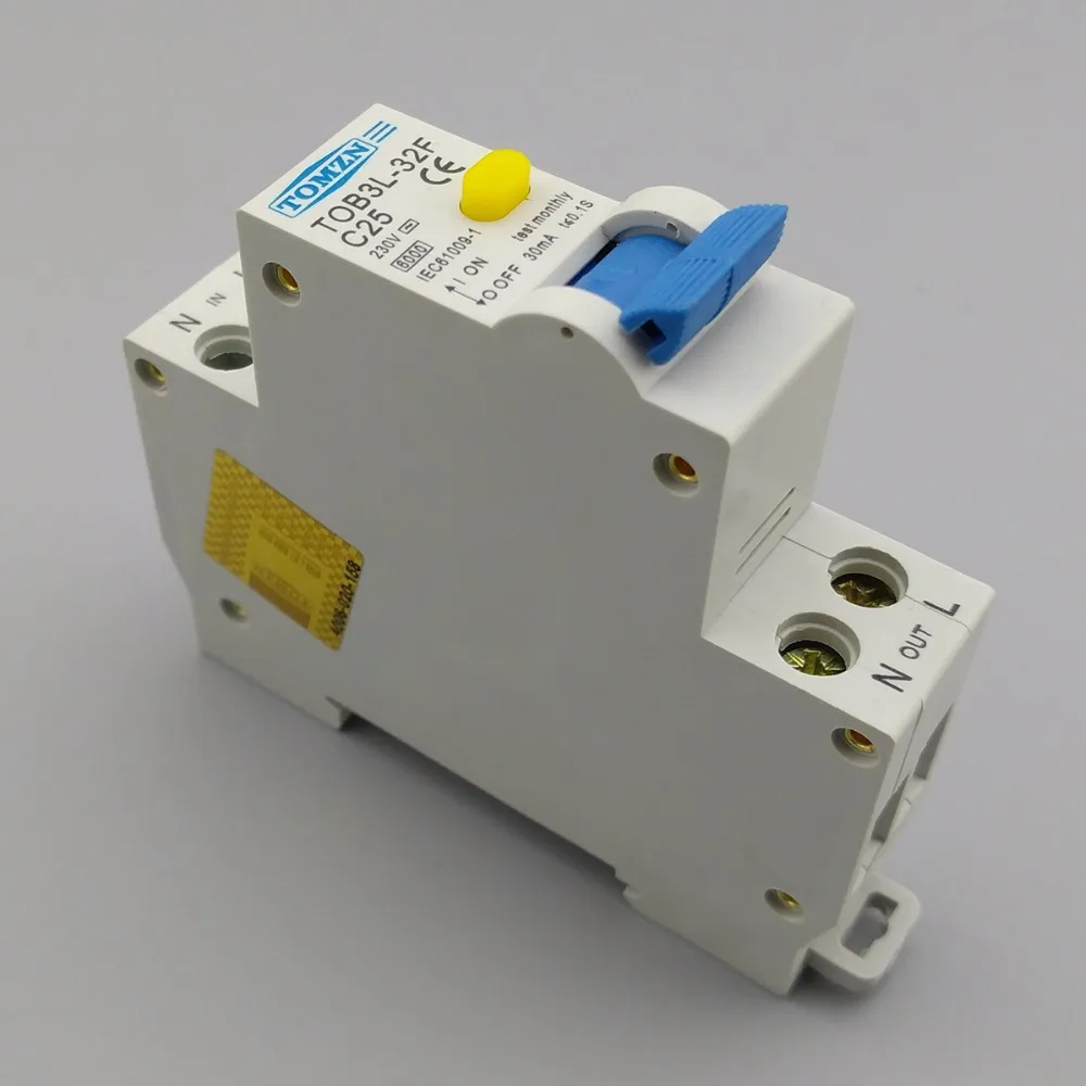 Фото TOB3L-32F 18 ММ RCBO 25A 1 P + N 6КА Остаточный ток выключателя с по сравнению с нынешним и предохранения от Утечки дифференциальный автомат, диф автомат... №2