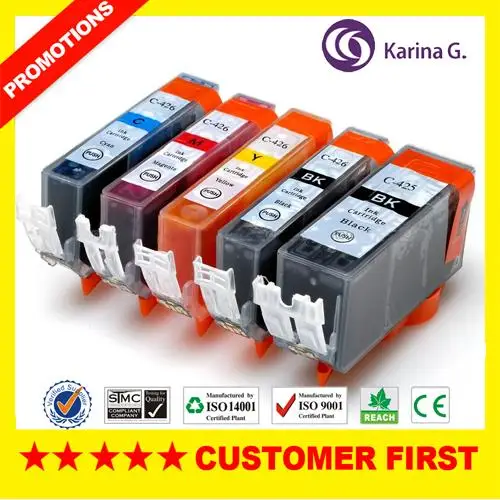 5X совместимый чернильный картридж для Canon PIXMAMG5240/5140 IP4840 MX884 IX6540 PGI 425PGBK CLI 426 |