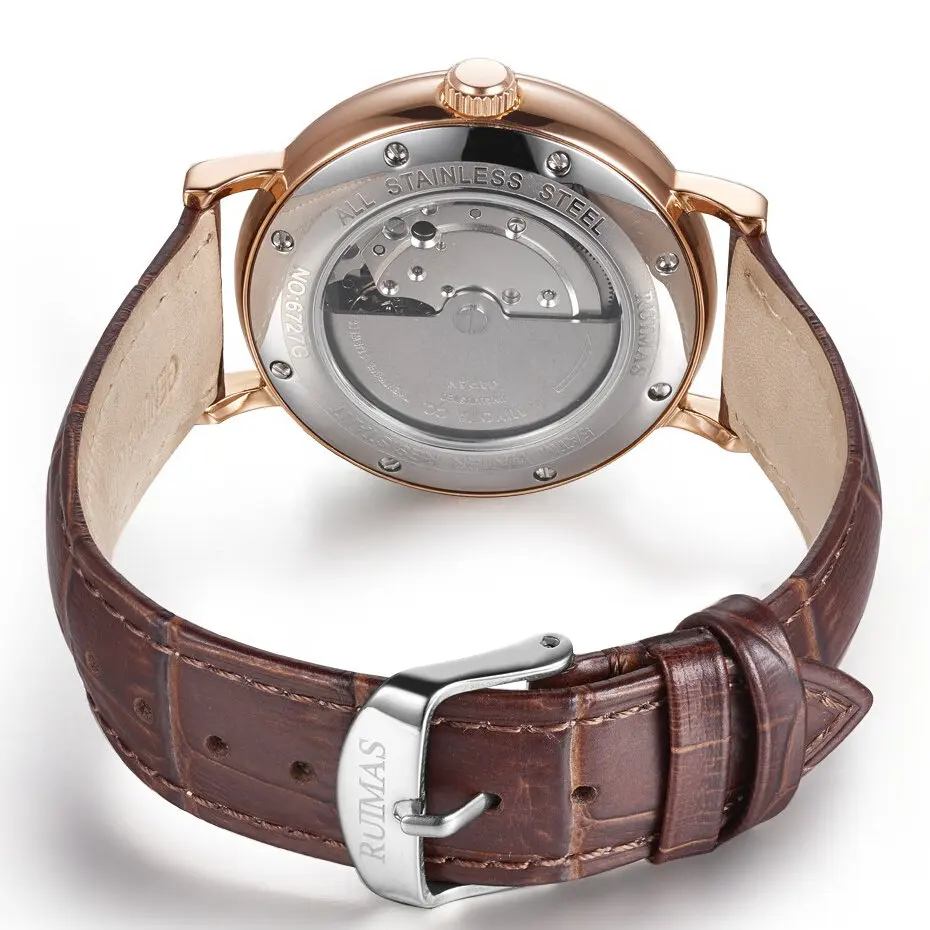 Reloj Hombre мужские автоматические Роскошные сапфировые классические часы Механические Мужские Простые RUIMAS мужские деловые наручные часы