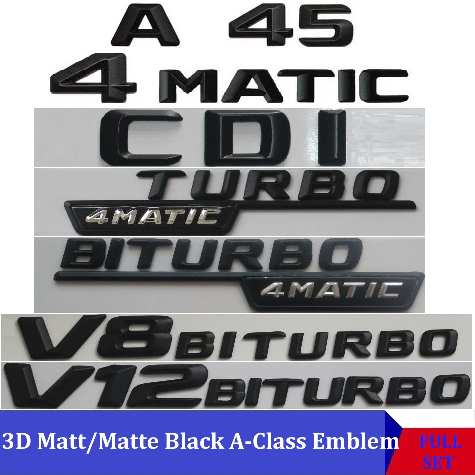 3D Матовый Черный W177 W176 Автомобильная эмблема A180 A200 A45 A160 A250 CLA эмблема значок наклейка турбо ЗВЕЗДА автомобильный логотип для Mercedes Benz AMG
