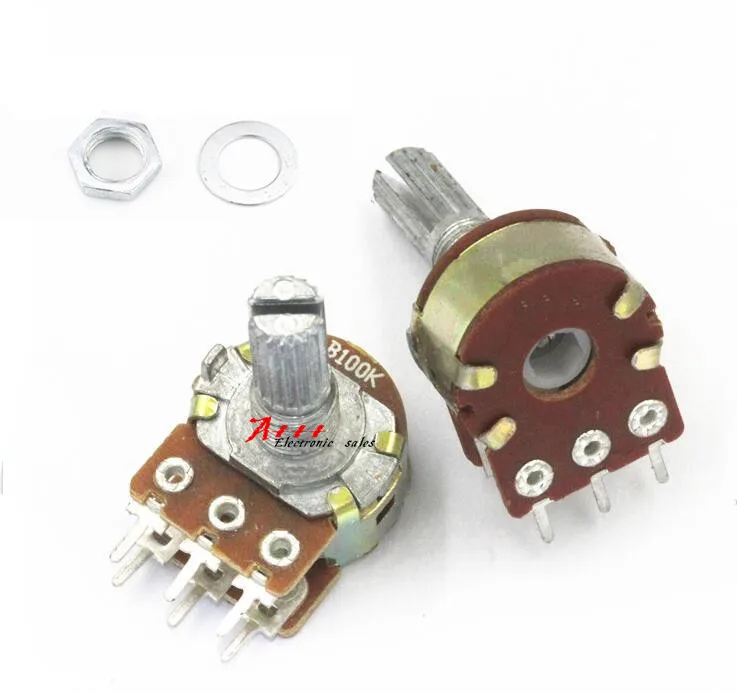 5pcs WH148 Linear Potentiometer 15mm Shaft With Nuts And Washers 3pin B1K B2K B5K B10K B20K B50K B100K B250K B500K B1M | Электронные