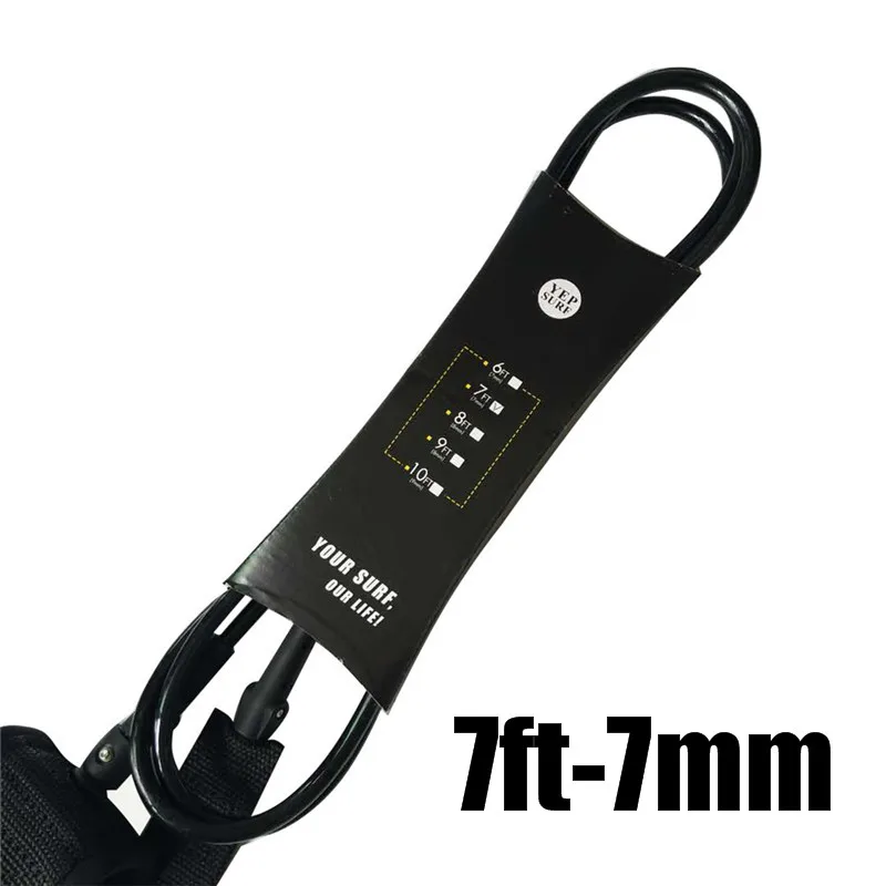 7ft-7mm black 1 шт., прямой поводок для серфинга, 6 футов, 7 футов, 8 футов, 9 футов, 7 мм, поводок для серфинга Yep. surf, супер прочная тесьма из неопрена Strape - Цвет: 7ft-7mm black