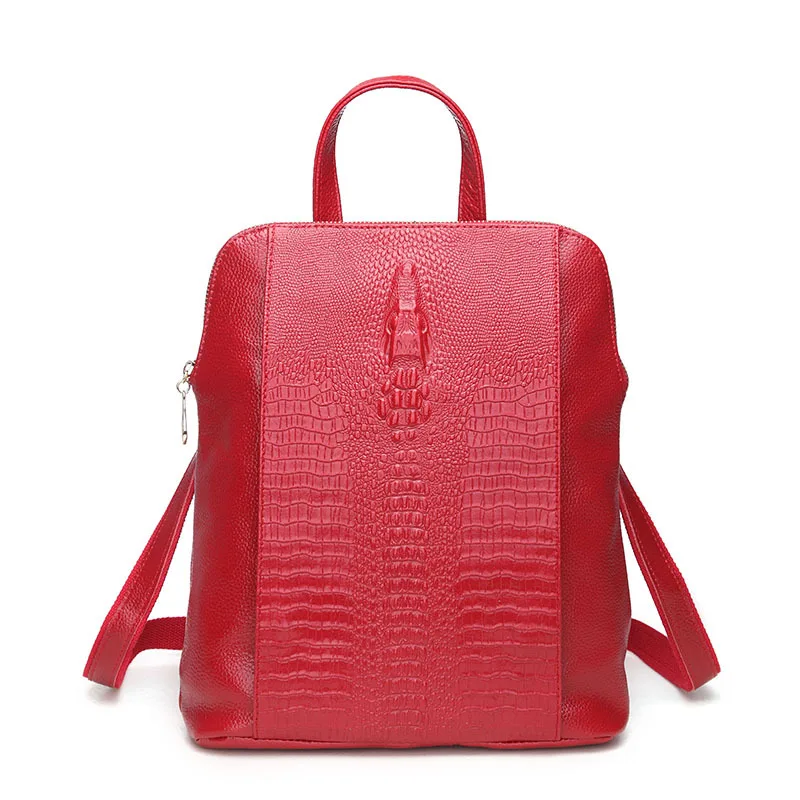 Женский рюкзак из натуральной кожи повседневный крокодиловой с объемным