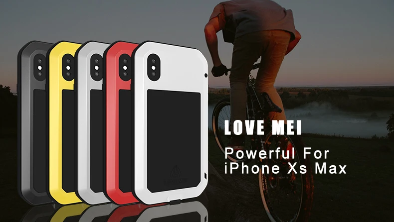 LOVE MEI сверхпрочный алюминиевый металл+ стекло Gorilla glass ударопрочный водонепроницаемый чехол для IPhone XS Max XR IPXM3