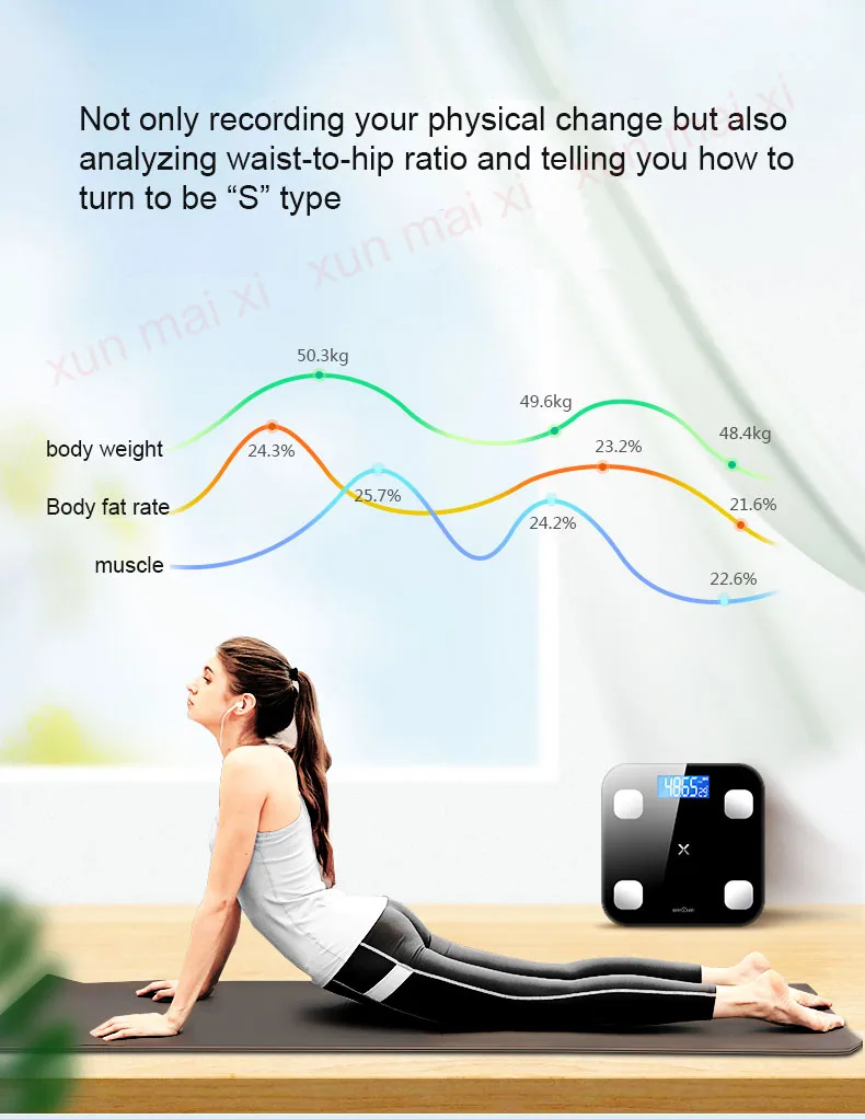 Умные весы для ванной комнаты mi Smart Body Fat напольные цифровые человеческого веса B