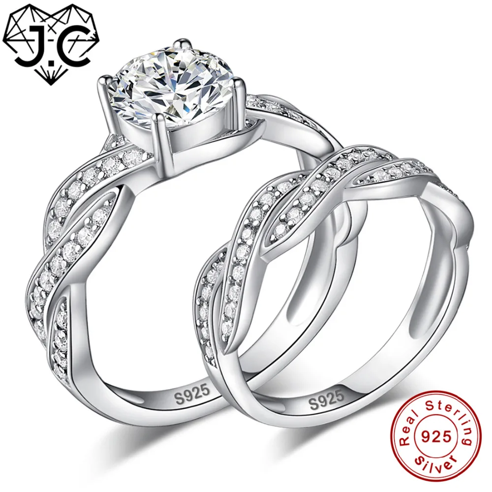 

J.C свадебные украшения, ювелирные украшения 3.36CT, белый топаз, кубический цирконий, кольцо из стерлингового серебра 925 пробы, размер 6, 7, 8, 9, дл...
