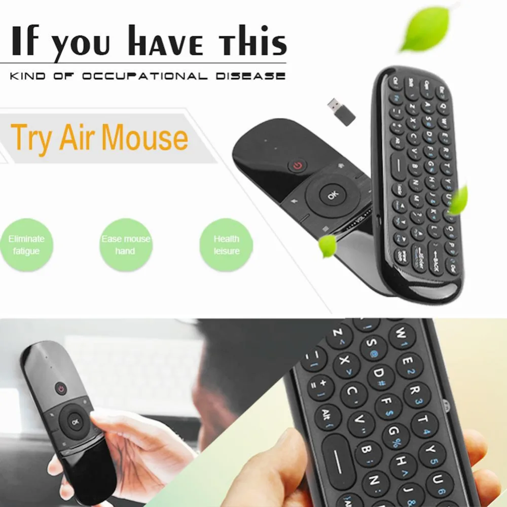 W1 Fly Air mouse для Android tv Box клавиатура мышь беспроводная 2,4G двухсторонняя перезаряжаемая Мини ИК пульт дистанционного управления высокое качество