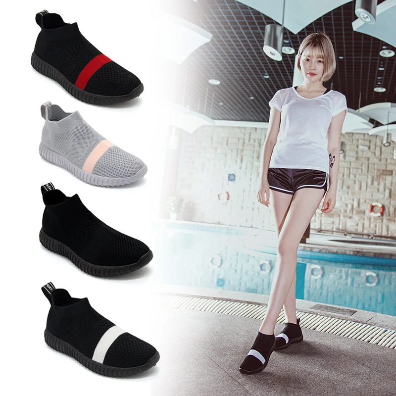 Кроссовки Bomlight женские стрейчевые повседневные носки в полоску без застежки