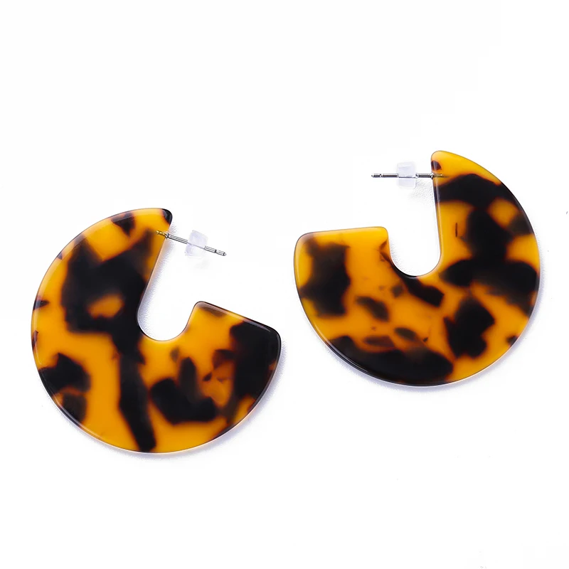 

Acetate Acrylic Tortoiseshell Earrings Round Geometric Leopard Earrings Elegant Design Jewellery fashion earing for women 2021