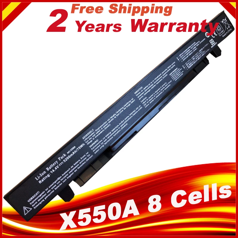 HSW 5200mah 8cells Replacement Laptop Battery X550A For ASUS A41-X550 A41-X550A A450 P550 F550 k550 R510 X 450 X550