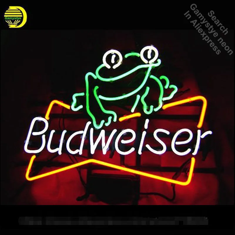 Неоновая вывеска для организаций и магазинов лягушка Budweiser неоновая лампа знак