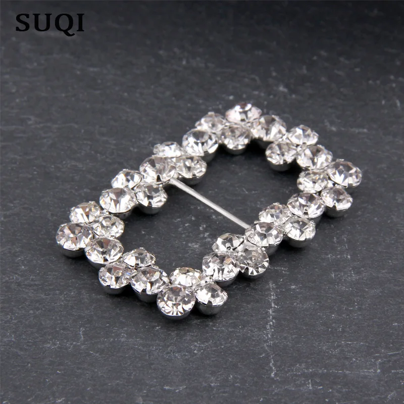 Hot Offer 40mm (Inner Bar 20mm)Gun black Round Crystal Rhinestone Buckle Invitation Ribbon Slider For Wedding Silver Accessorie | Украшения