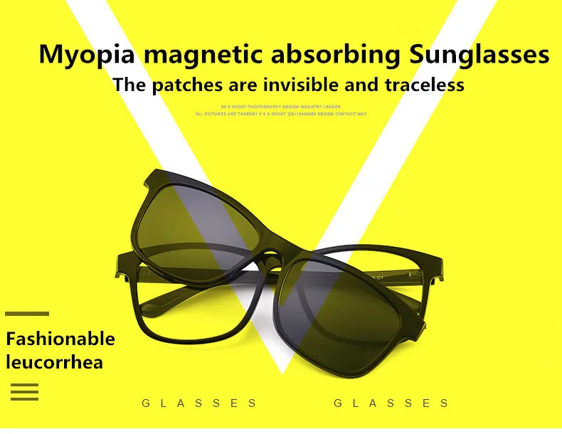 

2 lens Magnet Sunglasses Clip Mirrored Clip on Sunglasses clip on glasses Men Polarized Clips Custom Prescription Myopia
