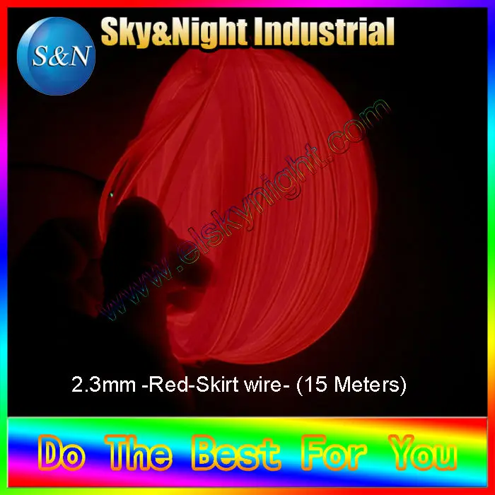 

Fashion skirt wire for Decoration -2.3mm-15m-red el wire with free shipping