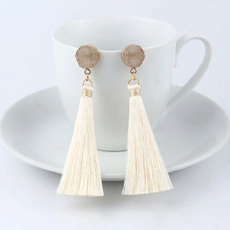 Dayoff этнические полимерные геометрические круглые серьги гвоздики ручной работы