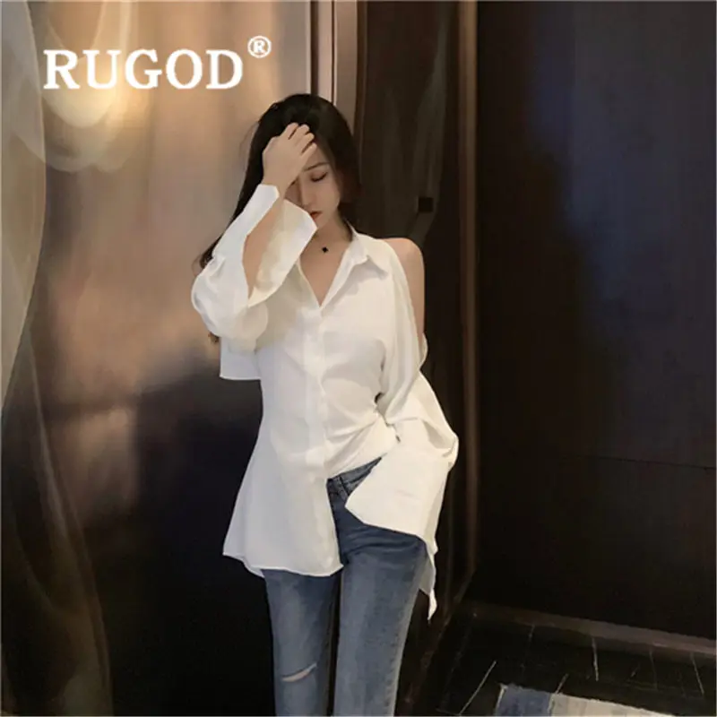 RUGOD 2019 Летняя женская одежда с длинным рукавом и открытой спиной Женские топы