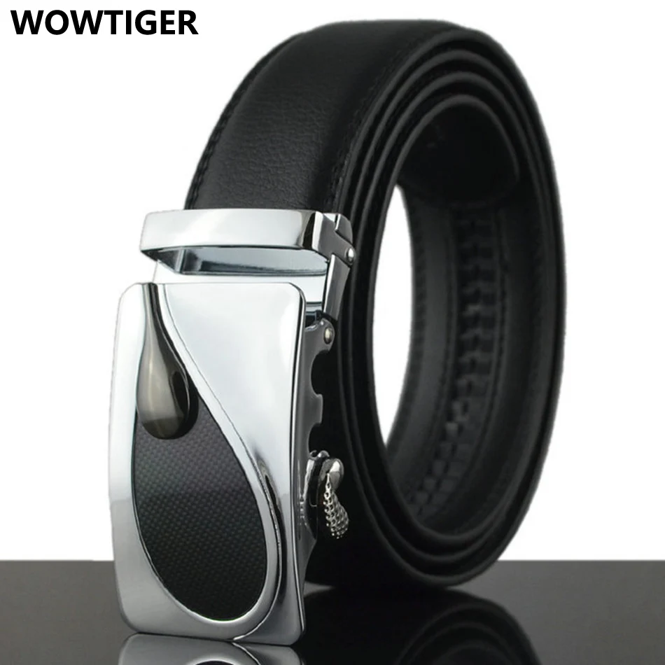 WOWTIGER New Male Automatic buckle Leather Luxury Men belt Brand Belts for men ceinture homme