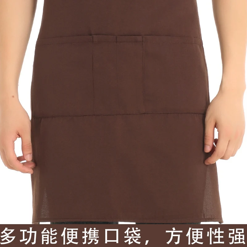 Простой Прочный и моющийся фартук для мужчин женщин однотонный с большими
