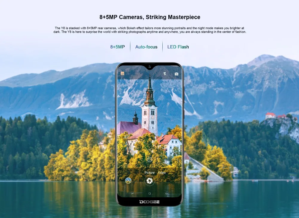 Оригинал DOOGEE Y8 Android 9 0 6 1 &quotHD ips 19:9 MT6739 4 ядра 3 GB Оперативная память 16 Гб Встроенная