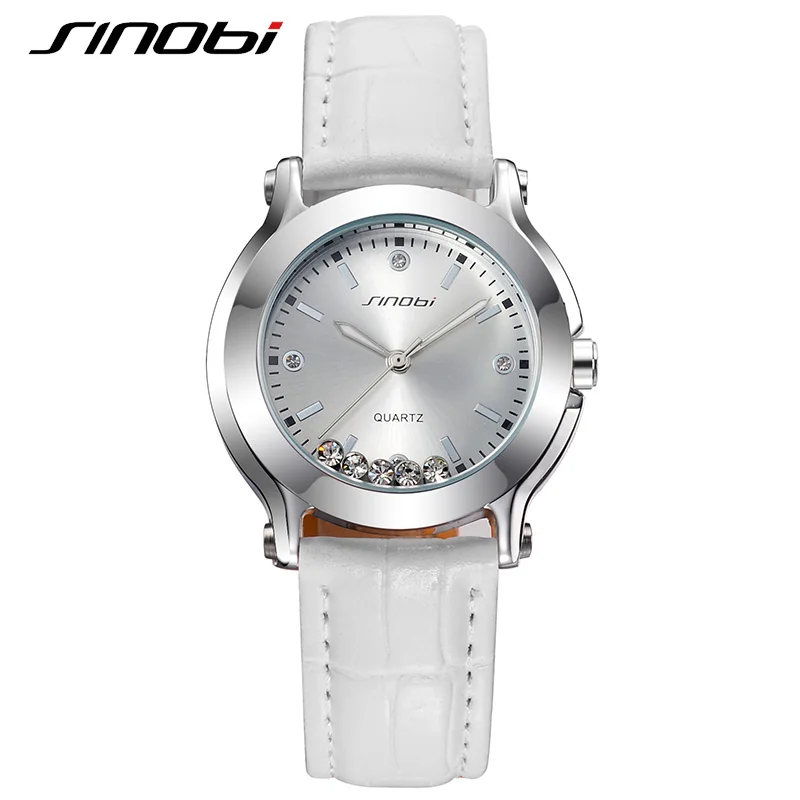 SINOBI Лидирующий бренд кварцевые часы для женщин кожа Роскошные женские наручные