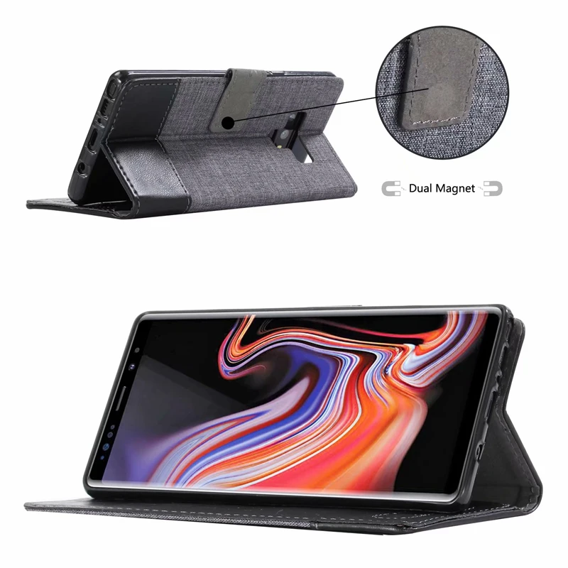 Canvas Leather Case For Samsung Galaxy A3 A5 A7 A6 A8 Plus J8 J2 C5 C7 C9 Pro S7 Edge S8 S9 Note 8 9 PU Cover |