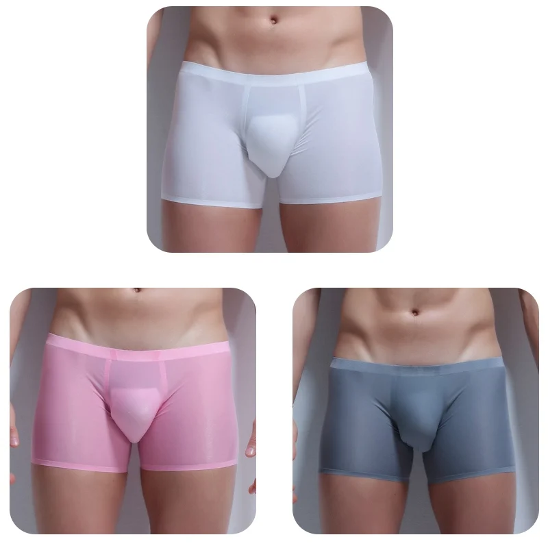 Ice Silk Boxers Трусы-боксеры из Ice Silk, сексуальное мужское Прозрачное нижнее белье, низкая талия, Слип, Homme 3XL, Cuecas, боксеры, прозрачное Мужское нижнее белье, боксеры, бренд - Цвет: Ice Silk Boxers