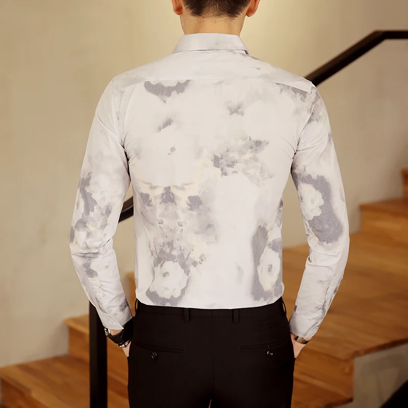 2017 Men's Shirts Summer Autumn New Turn-down Collar Casual Printing Plaid Single Breasted Long Sleeve Plus Size M-5XL | Мужская