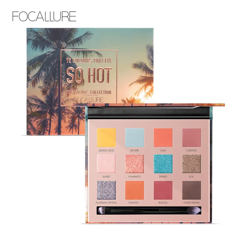 FOCALLURE SO HOT, определенно, рекомендуется, насыщенный красивый цвет, пигмент, гладкий, мягкий, мерцающий блеск, тени для век, палитра