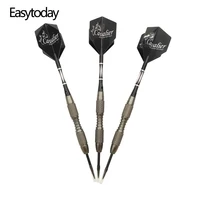 easytoday 3pcsset high quality darts steel tip tungsten darts metal barrel black shafts aluminum plastic darts flights games