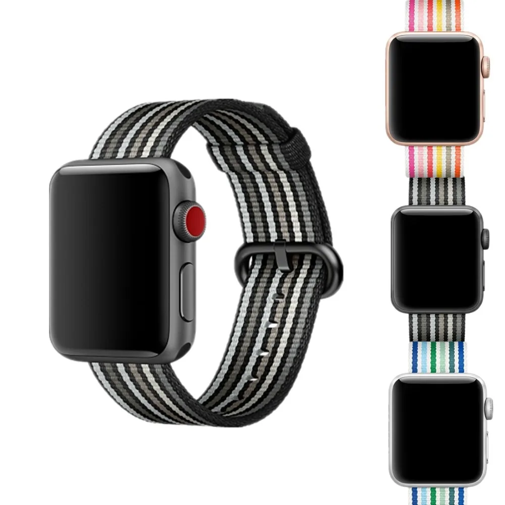 Спортивная лямка из нейлоновой ткани для Apple Watch band 42 мм/38 мм iwatch 3 2 1 наручный
