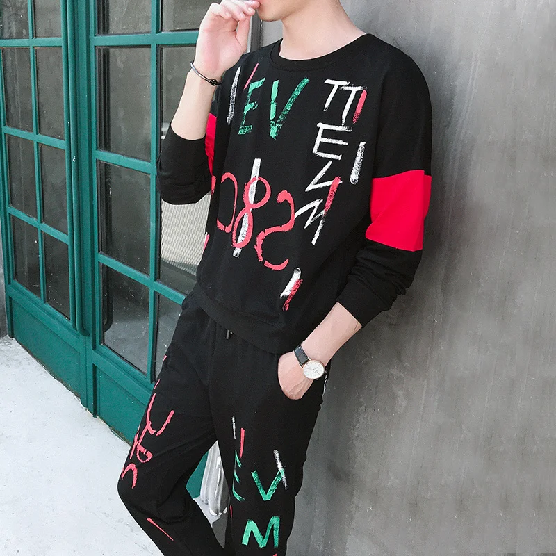 Осенний спортивный мужской костюм хип-хоп мужские комплекты модные повседневные