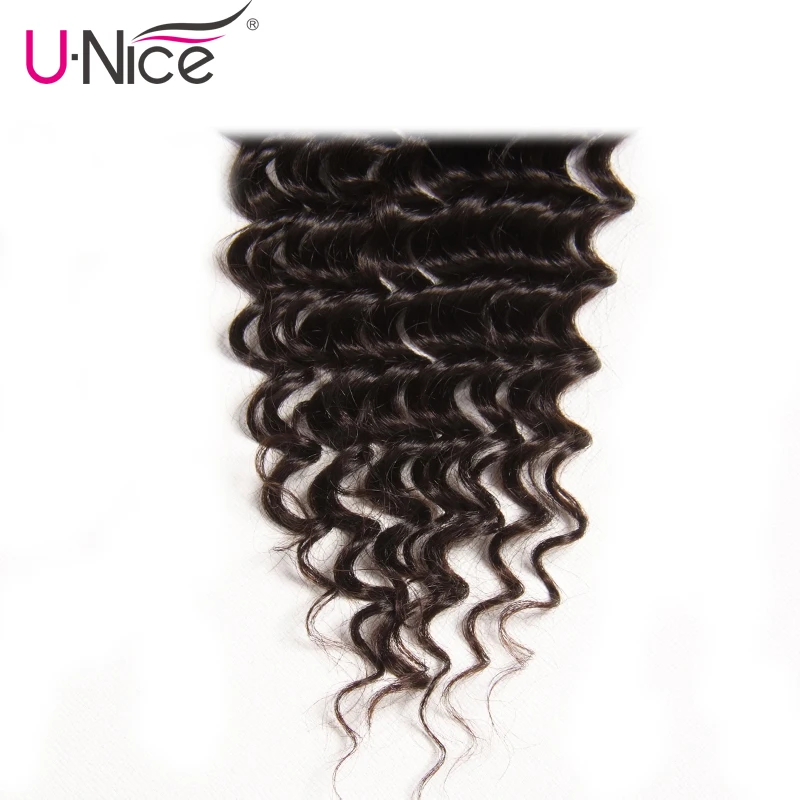

UNice Hair Icenu Remy Hair Series Brazilian Deep Wave Bundles With Closure 4 PCS Free part Human Hair Extension Natural Color